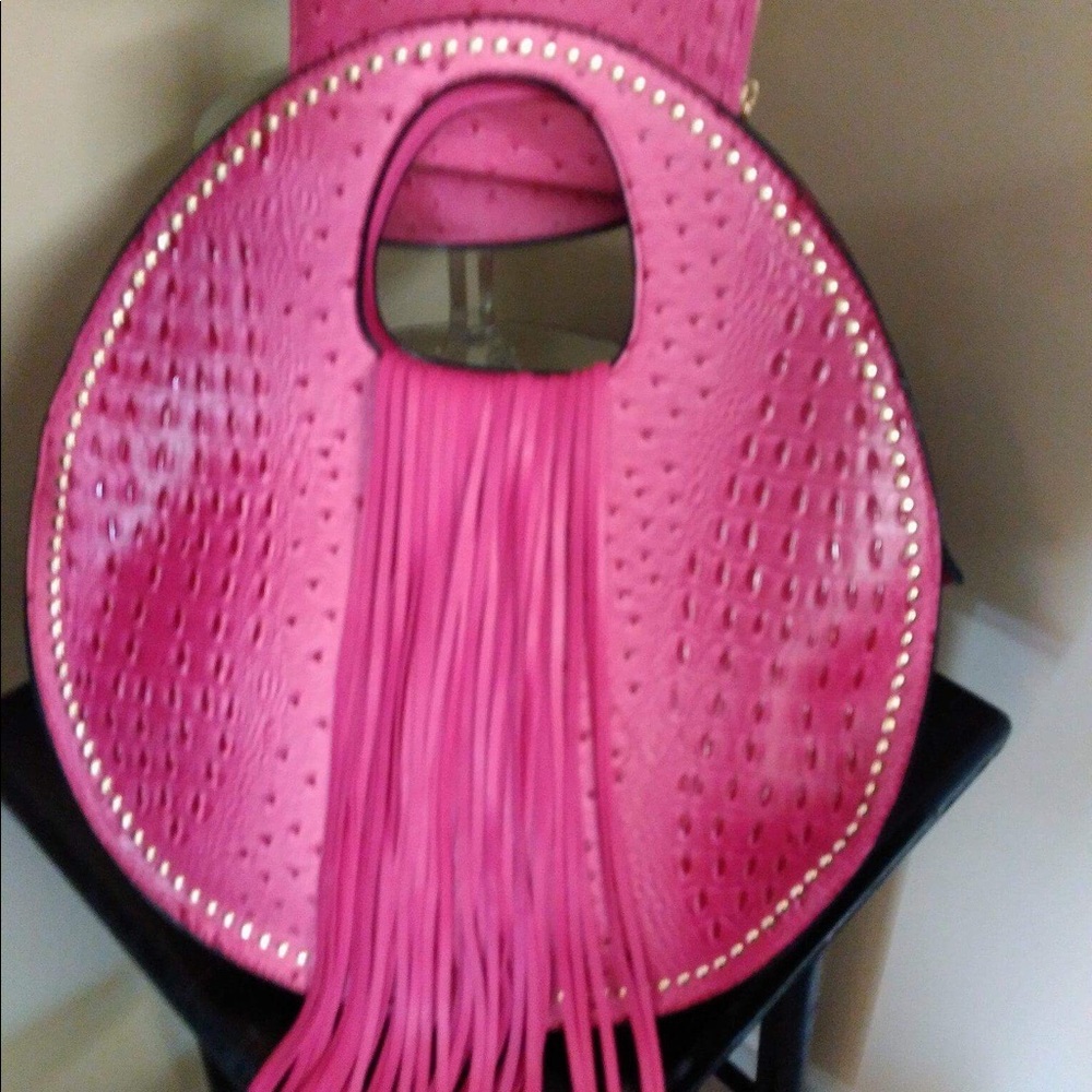 Leather pink Victoria purse